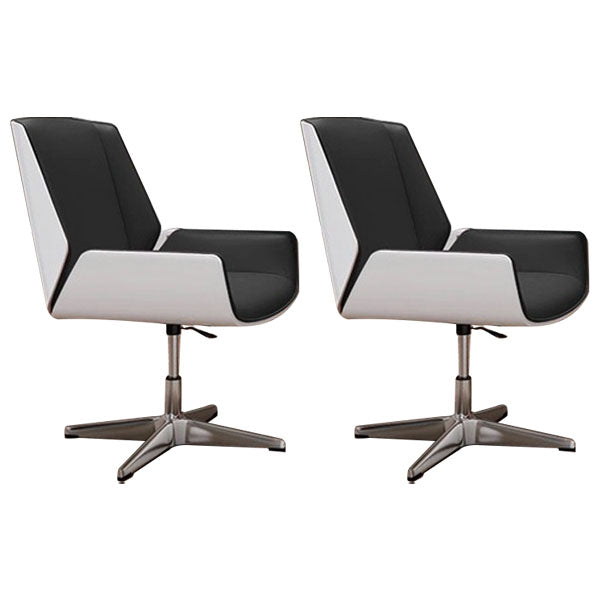 Modern Style Swivel Task Chair Faux Leather Office Chair with Fixed Arms