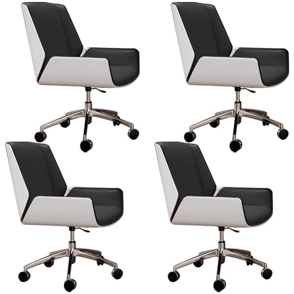 Modern Style Swivel Task Chair Faux Leather Office Chair with Fixed Arms
