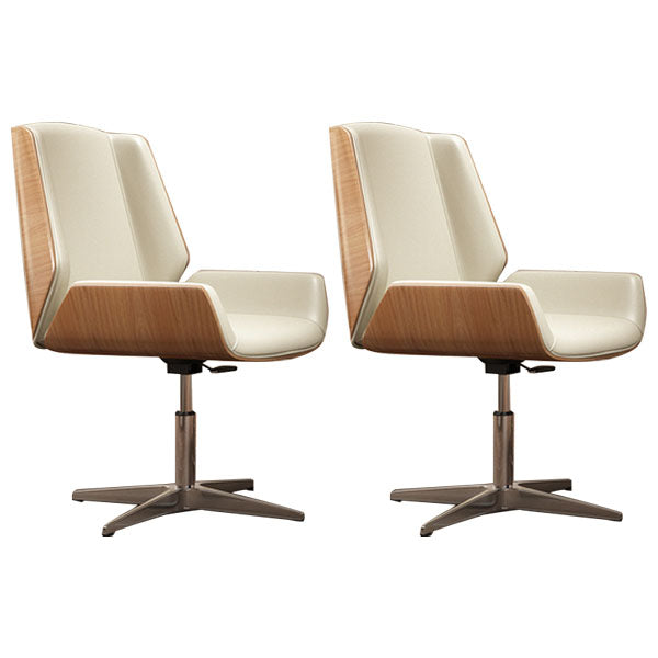 Modern Style Swivel Task Chair Faux Leather Office Chair with Fixed Arms