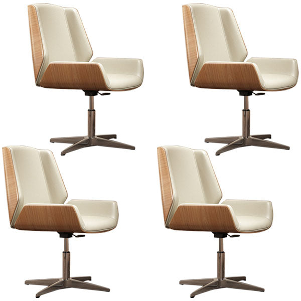 Modern Style Swivel Task Chair Faux Leather Office Chair with Fixed Arms
