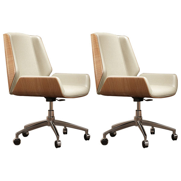 Modern Style Swivel Task Chair Faux Leather Office Chair with Fixed Arms