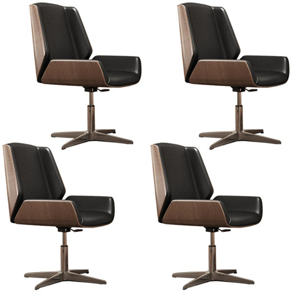 Modern Style Swivel Task Chair Faux Leather Office Chair with Fixed Arms
