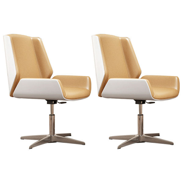 Modern Style Swivel Task Chair Faux Leather Office Chair with Fixed Arms