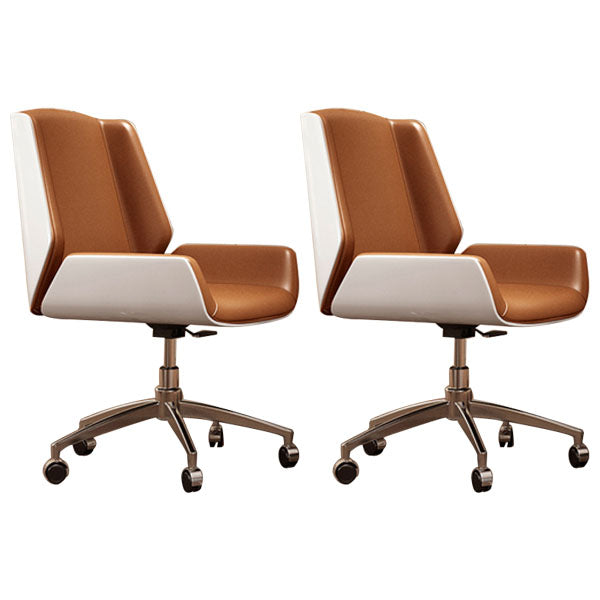 Modern Style Swivel Task Chair Faux Leather Office Chair with Fixed Arms