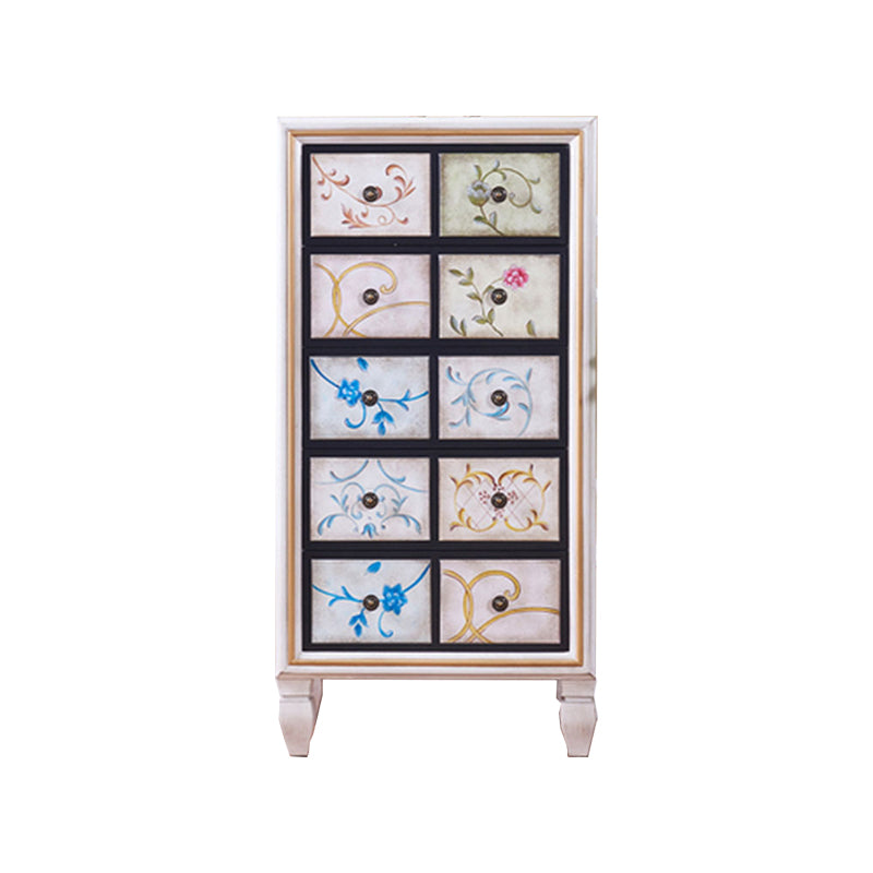 Traditional Dresser Bedroom Solid Wood Storage Chest in White and Brown