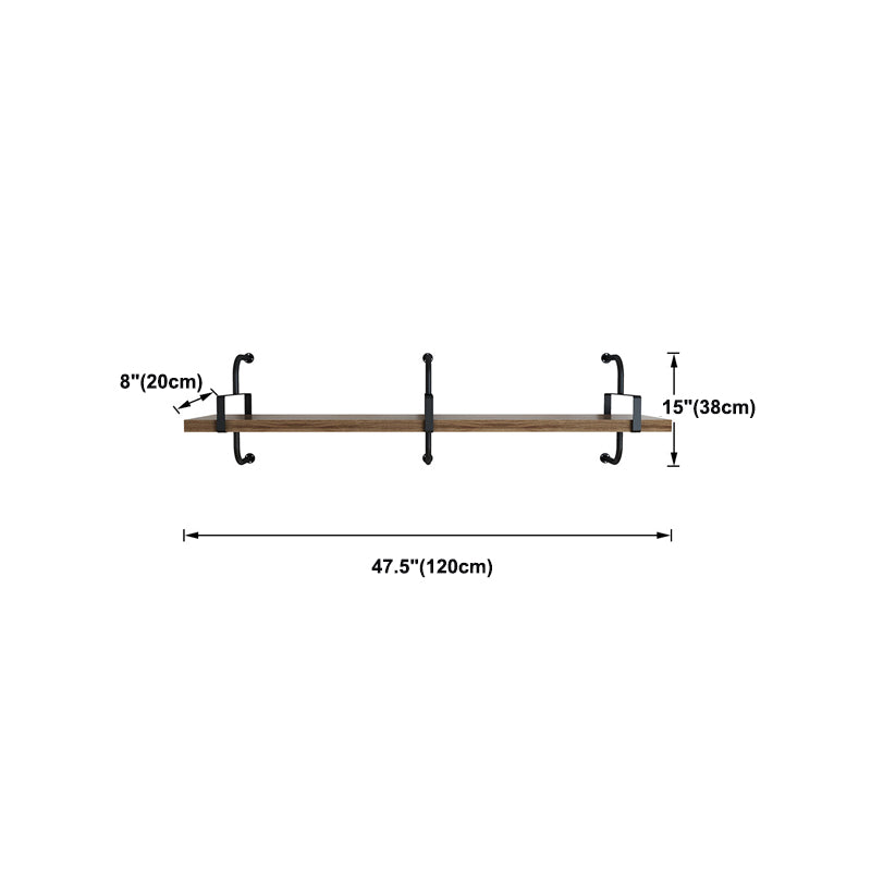 7.87" Wide Solid Wood Floating Shelf Industrial Wall Mounted Bookshelf