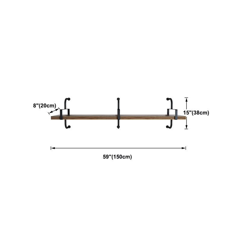7.87" Wide Solid Wood Floating Shelf Industrial Wall Mounted Bookshelf