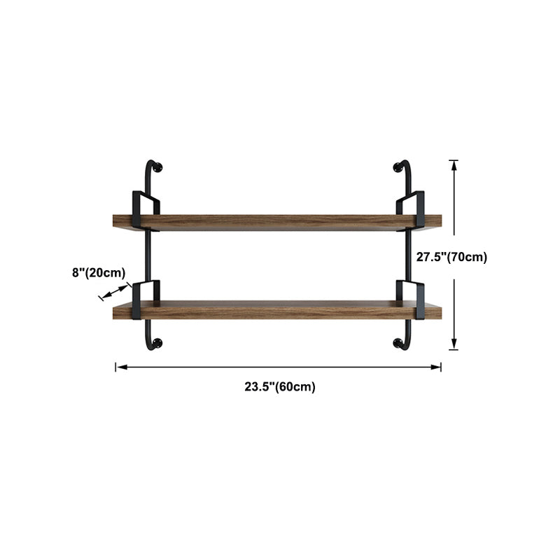 7.87" Wide Solid Wood Floating Shelf Industrial Wall Mounted Bookshelf