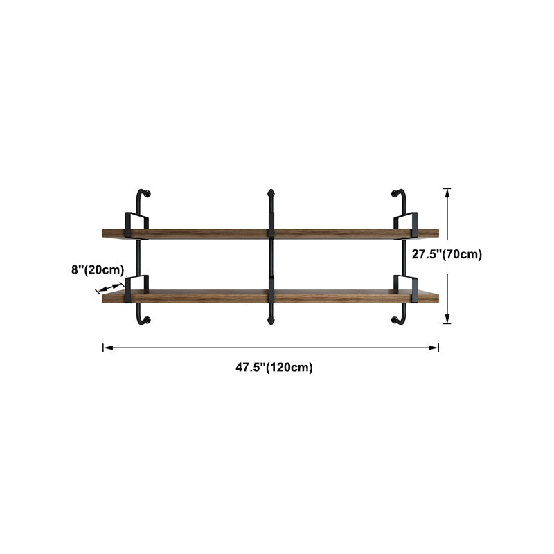 7.87" Wide Solid Wood Floating Shelf Industrial Wall Mounted Bookshelf