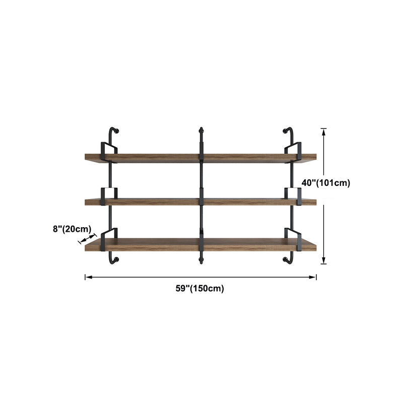 7.87" Wide Solid Wood Floating Shelf Industrial Wall Mounted Bookshelf