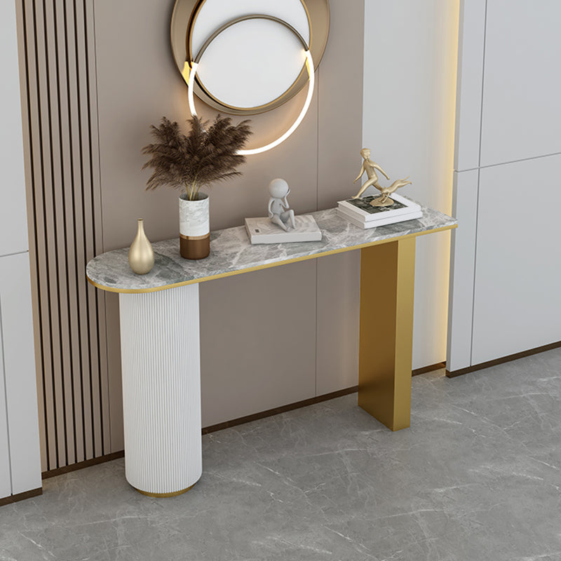 Glam Half Moon Console Table Marble Stain Resistant Scratch Resistant Console