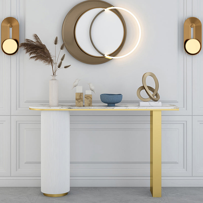 Glam Half Moon Console Table Marble Stain Resistant Scratch Resistant Console
