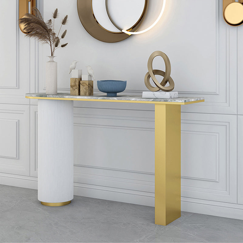 Glam Half Moon Console Table Marble Stain Resistant Scratch Resistant Console