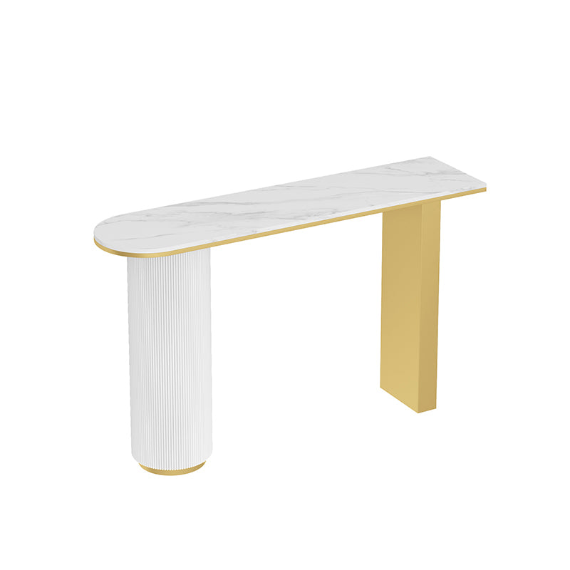 Glam Half Moon Console Table Marble Stain Resistant Scratch Resistant Console