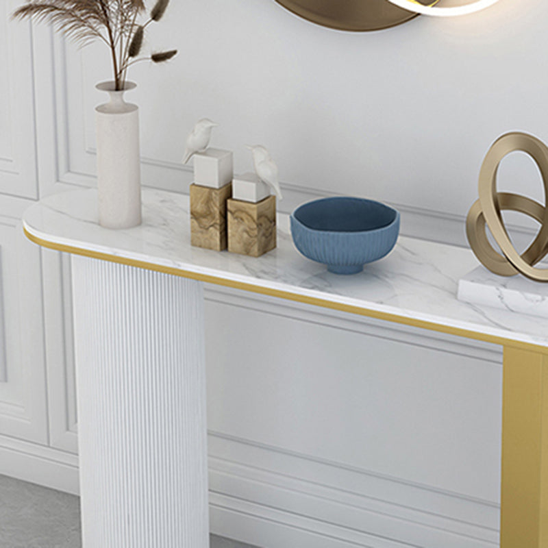 Glam Half Moon Console Table Marble Stain Resistant Scratch Resistant Console