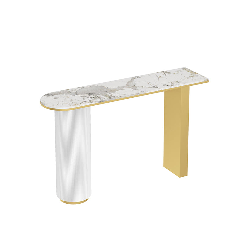 Glam Half Moon Console Table Marble Stain Resistant Scratch Resistant Console