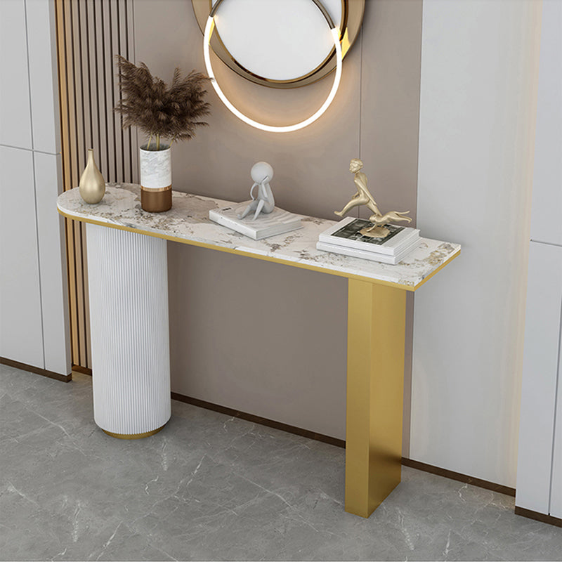 Glam Half Moon Console Table Marble Stain Resistant Scratch Resistant Console