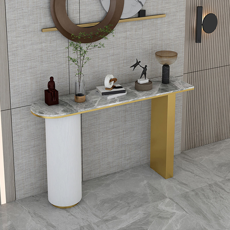 Glam Half Moon Console Table Marble Stain Resistant Scratch Resistant Console