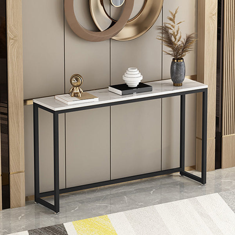 Trestle Legs 41.33" H Table Stone Rectangle Console Accent Table