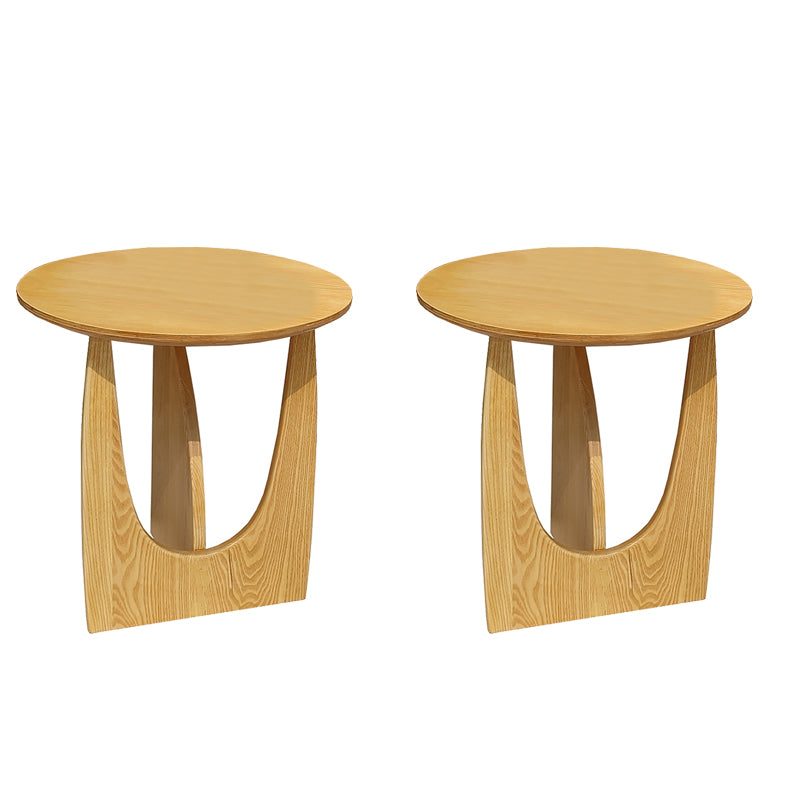 Scandinavian Round Wooden Top Side Table 19.6-inch Abstract End Table