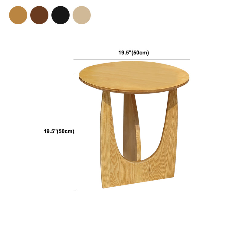 Scandinavian Round Wooden Top Side Table 19.6-inch Abstract End Table