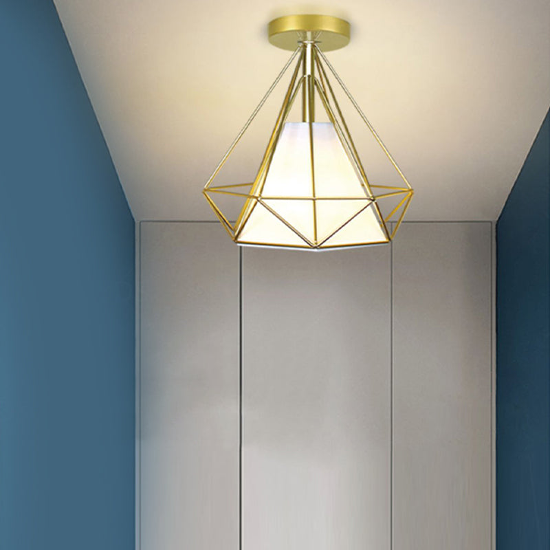 Metal Geometric Shape Flush Mount Light Industrial 1 Light Flush Mount Ceiling Fixture