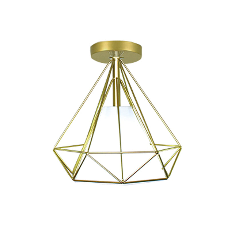 Metal Geometric Shape Flush Mount Light Industrial 1 Light Flush Mount Ceiling Fixture