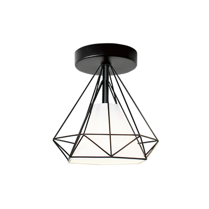 Metal Geometric Shape Flush Mount Light Industrial 1 Light Flush Mount Ceiling Fixture