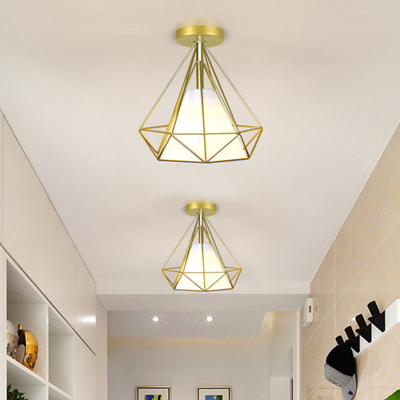 Metal Geometric Shape Flush Mount Light Industrial 1 Light Flush Mount Ceiling Fixture