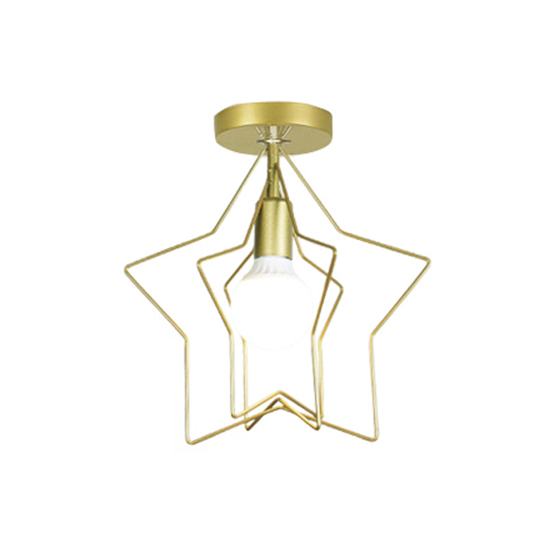 Metal Geometric Shape Flush Mount Light Industrial 1 Light Flush Mount Ceiling Fixture