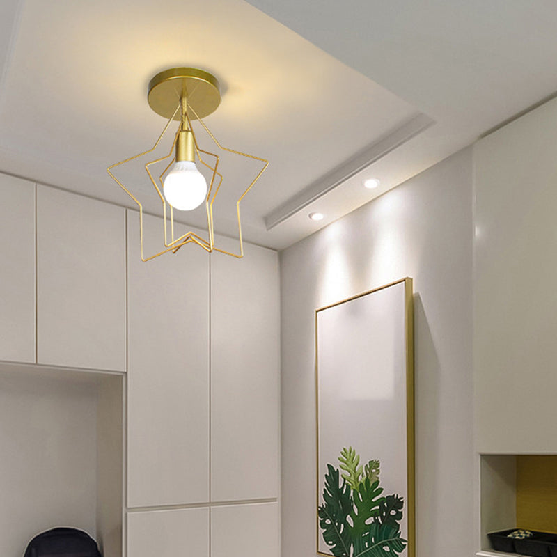 Metal Geometric Shape Flush Mount Light Industrial 1 Light Flush Mount Ceiling Fixture
