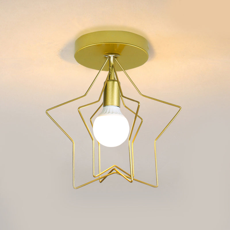 Metal Geometric Shape Flush Mount Light Industrial 1 Light Flush Mount Ceiling Fixture