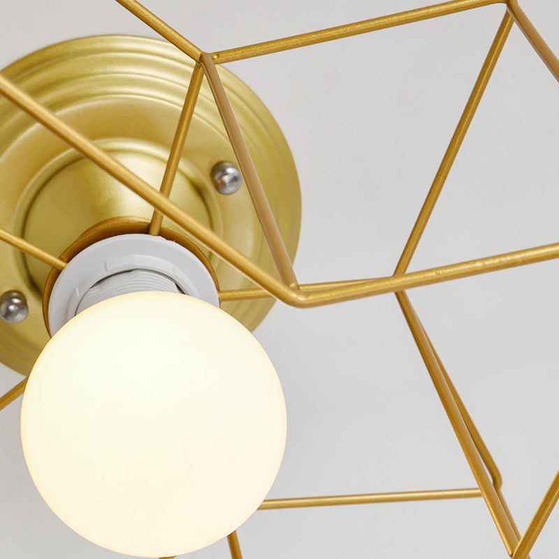 Metal Geometric Shape Flush Mount Light Industrial 1 Light Flush Mount Ceiling Fixture