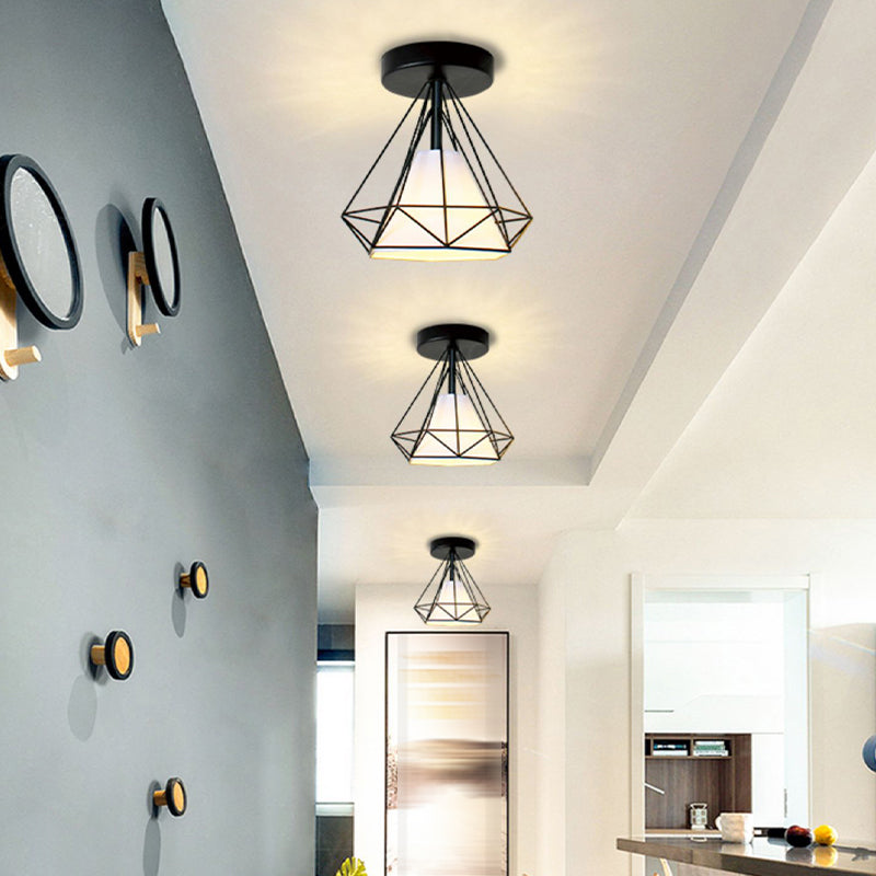 Metal Geometric Shape Flush Mount Light Industrial 1 Light Flush Mount Ceiling Fixture