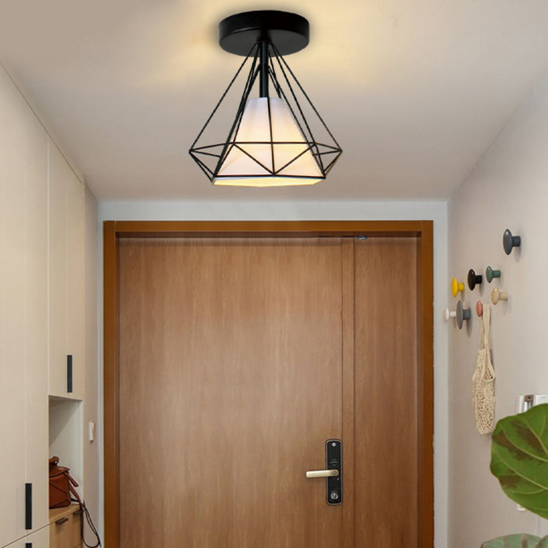 Metal Geometric Shape Flush Mount Light Industrial 1 Light Flush Mount Ceiling Fixture