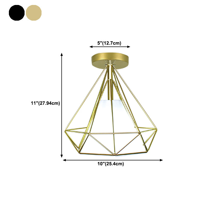 Metal Geometric Shape Flush Mount Light Industrial 1 Light Flush Mount Ceiling Fixture