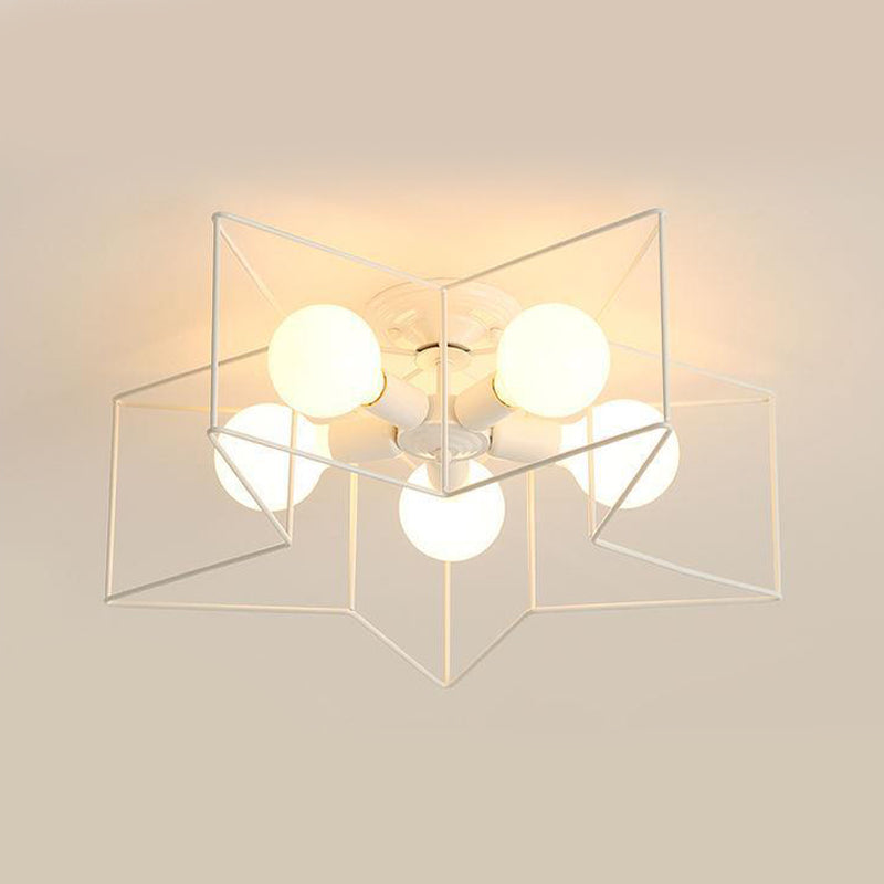 Metal Star Shape Flush Mount Light Industrial 5 Lights Flush Mount Ceiling Fixture