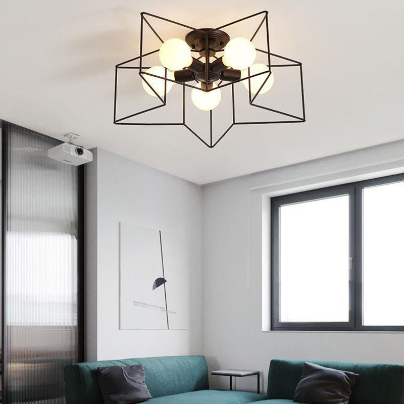 Metal Star Shape Flush Mount Light Industrial 5 Lights Flush Mount Ceiling Fixture