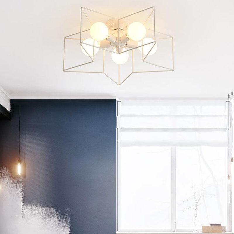 Metal Star Shape Flush Mount Light Industrial 5 Lights Flush Mount Ceiling Fixture