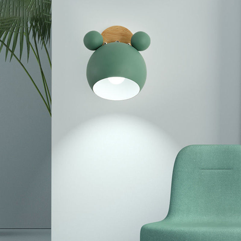 Children Wall Light Flush Mount Polish Finish Wood Lighting for Foyer