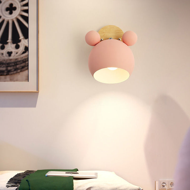 Children Wall Light Flush Mount Polish Finish Wood Lighting for Foyer