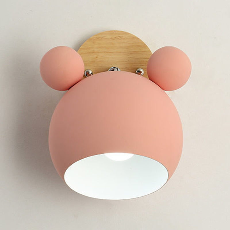 Children Wall Light Flush Mount Polish Finish Wood Lighting for Foyer