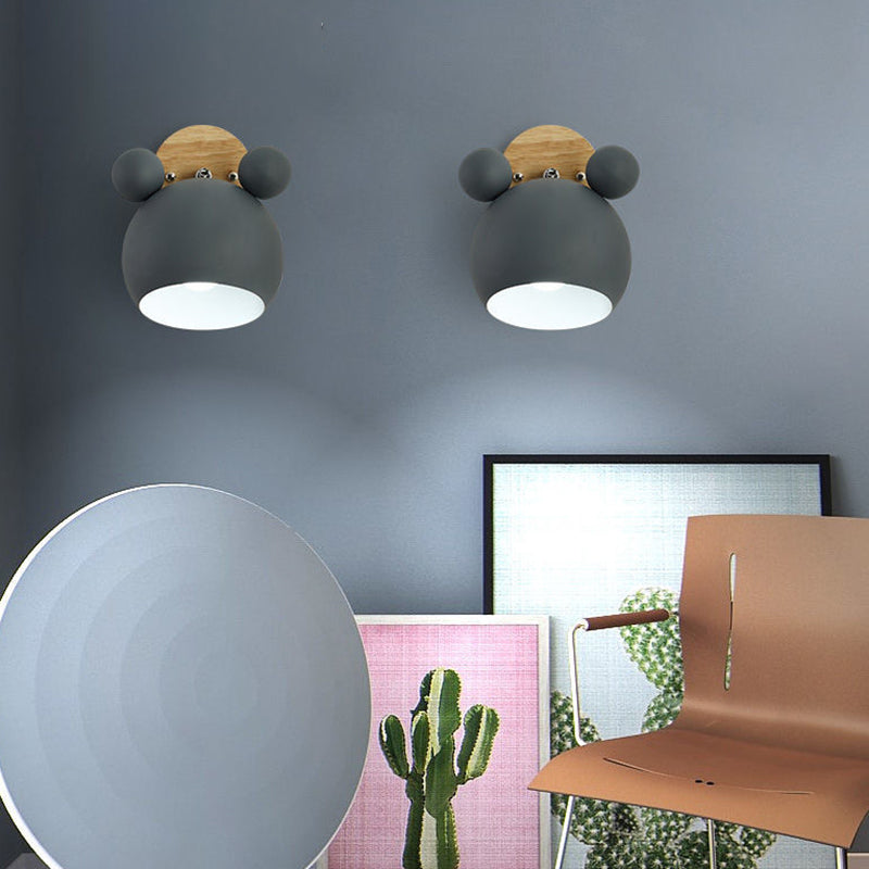Children Wall Light Flush Mount Polish Finish Wood Lighting for Foyer