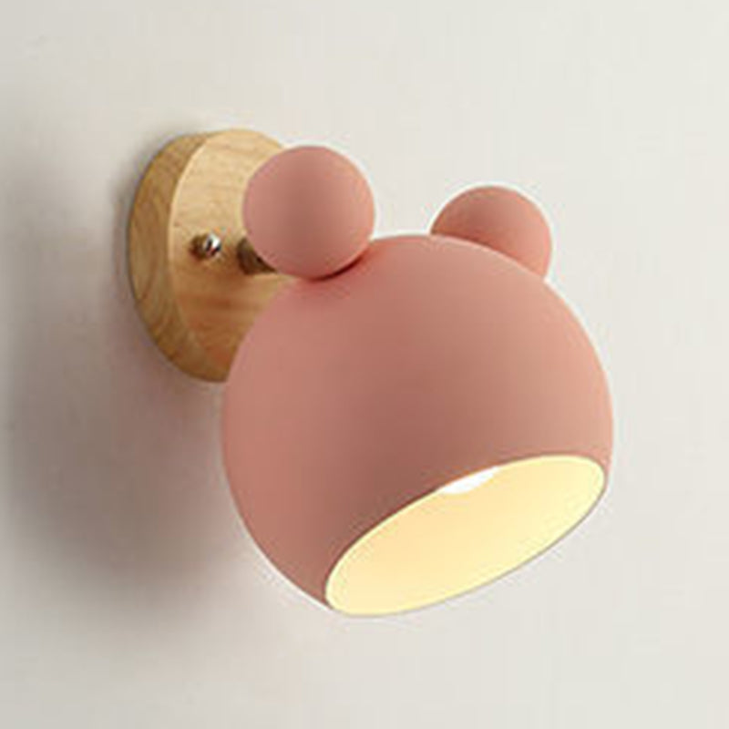 Children Wall Light Flush Mount Polish Finish Wood Lighting for Foyer