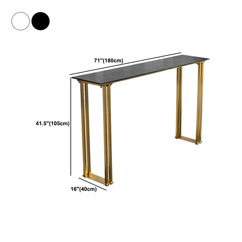 Sintered Stone Top Rectangle Bar Table Luxurious Bistro Table with Dou