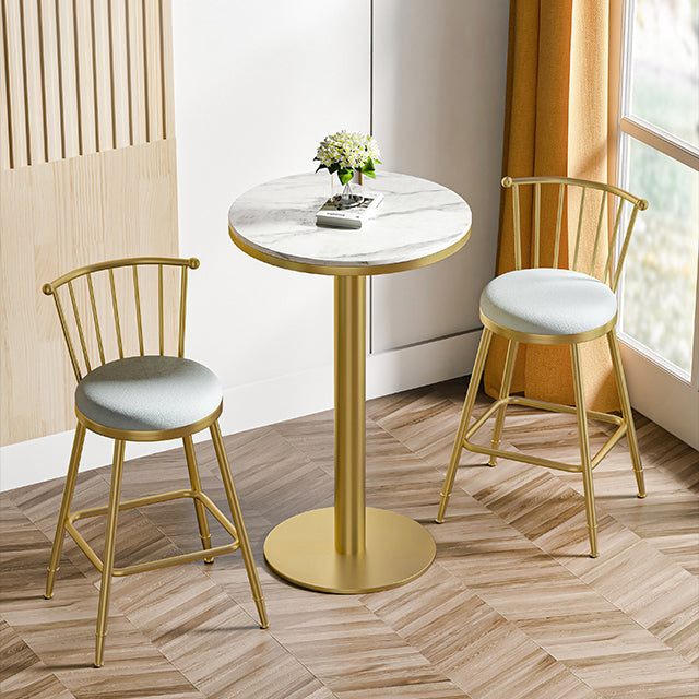 Scandinavian Round Counter Stool Footrest Indoor Bar and Counter Stool with Gold Base