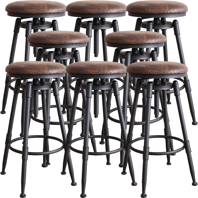 Industrial Metal Barstool Leather Counter Stool in Matte Finish for Home