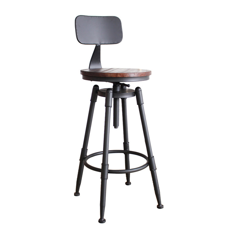 Industrial Metal Barstool Leather Counter Stool in Matte Finish for Home
