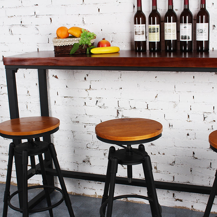 Industrial Metal Barstool Leather Counter Stool in Matte Finish for Home
