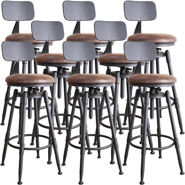 Industrial Metal Barstool Leather Counter Stool in Matte Finish for Home